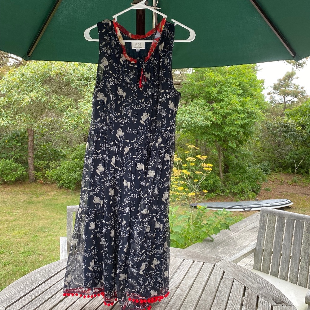 Johnny was Floral Maxi Dress with Red Trim